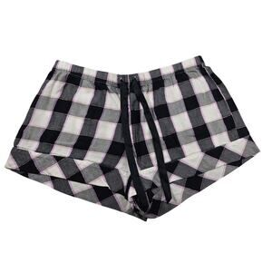 Victorias secret flannel shortie short pajamas plaid lounge L large drawstring